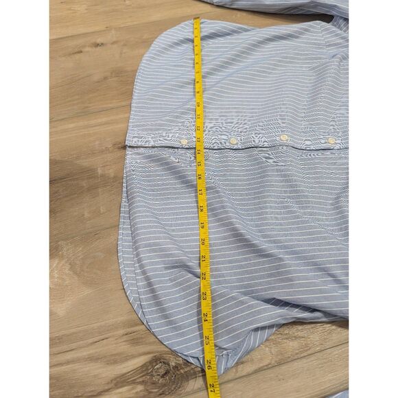 Duluth Trading Wrinklefighter Button-Down Shirt Women's 1X Blue White Pinstripe - Picture 13 of 16